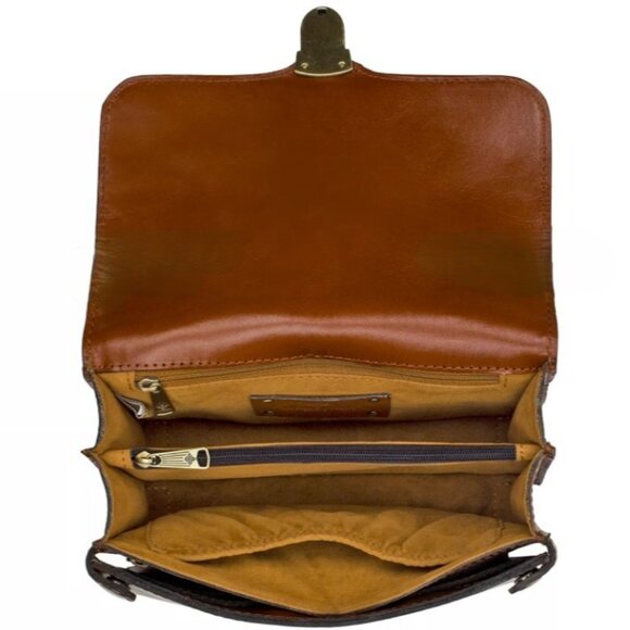 NWT PATRICIA NASH BIANCO Crossbody Organizer Bag TAN BROWN Leather Handbag Cute - Picture 10 of 12